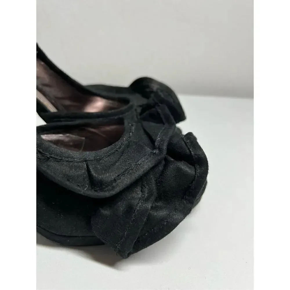 Herstyle Black Suede Peep Toe Stiletto Heels Size 9